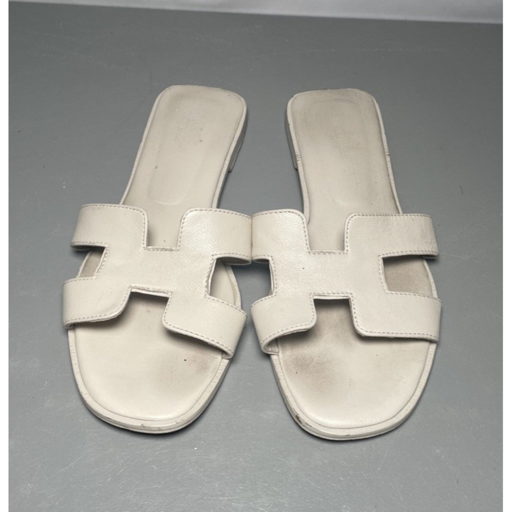 Hermes Oran Calf Skin Leather Slip-On Sandals Women's EU 38 - Picture 3 of 10